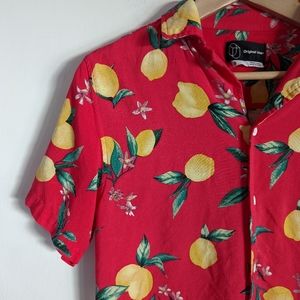 ORIGINAL USE Men's All-Over Lemon Graphic Button Front Dress Shirt Size …